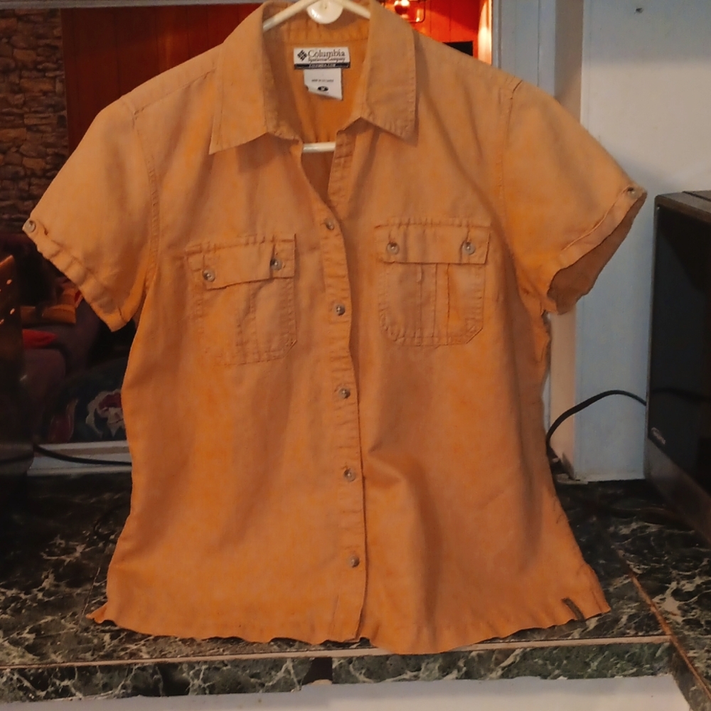 Columbia woman's sportswear top, short sleeve (M), orange